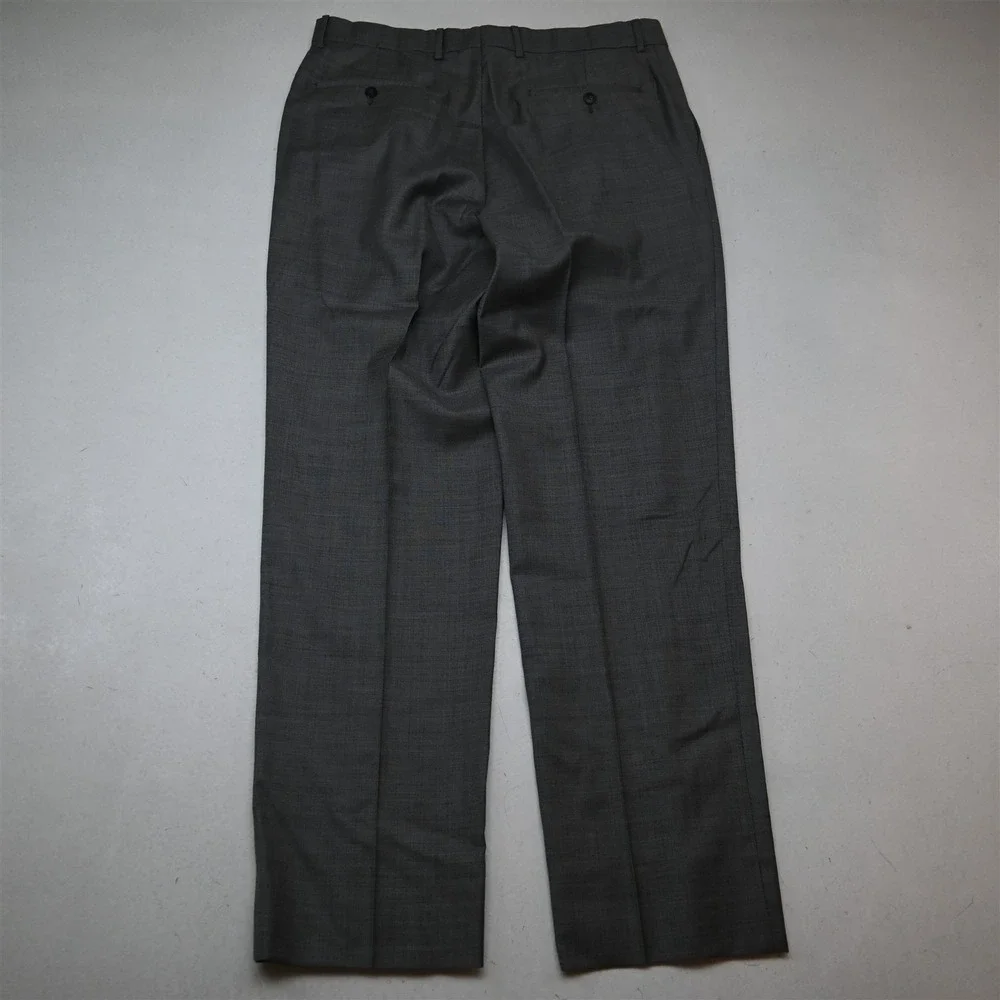 Jos A Bank 41L 34x32 Gray Sharkskin 100% Wool Traveler Mens Jacket Pants Suit